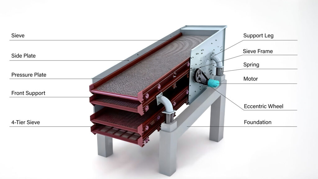 Structure of YA Series Inclined Vibrating Screen